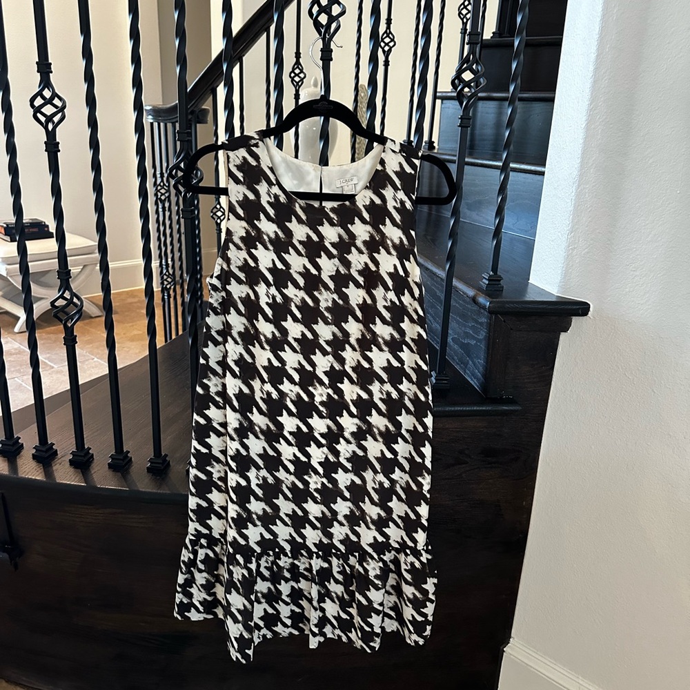 J. Crew Black and White Houndstooth Mini Dress
